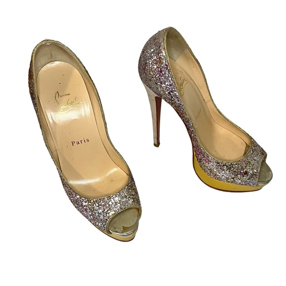 Christian Louboutin Lady Peep 150 Glitter Aquarium Rosette - Picture 4 of 10